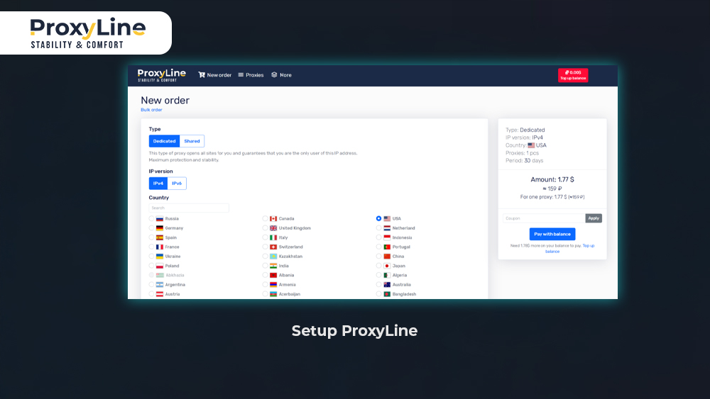 Setup ProxyLine